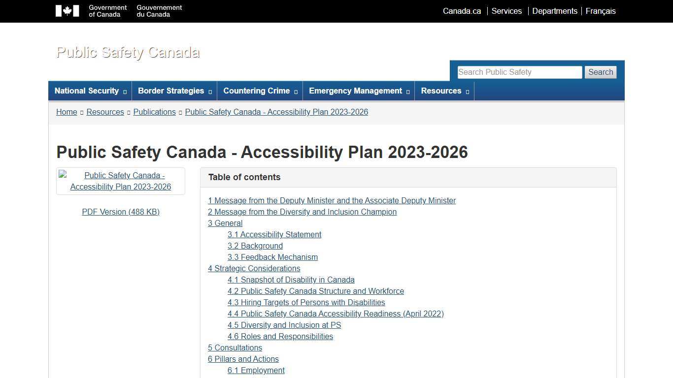 Public Safety Canada - Accessibility Plan 2023-2026